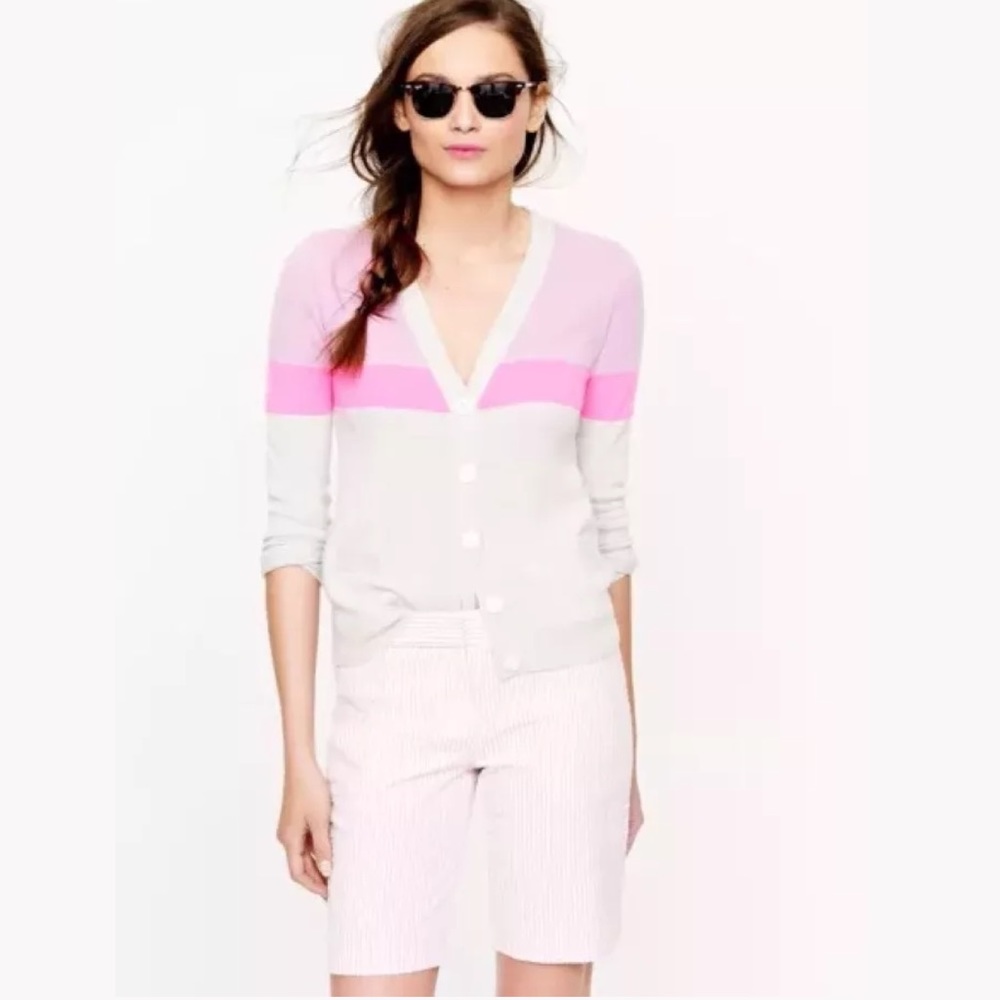 New J. CREW Seersucker Bermuda Shorts Pink White Classic